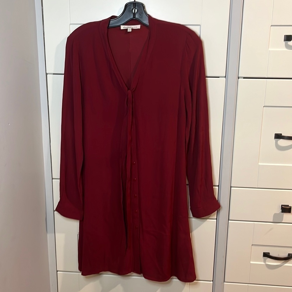 Daniel Rainn. Burgundy. Shirt dress. Full button. Small. Long sleeve.